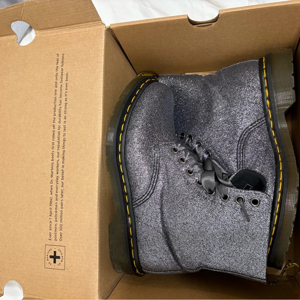 Dr. Martens Glitter Silver Boots - Picture 5 of 6